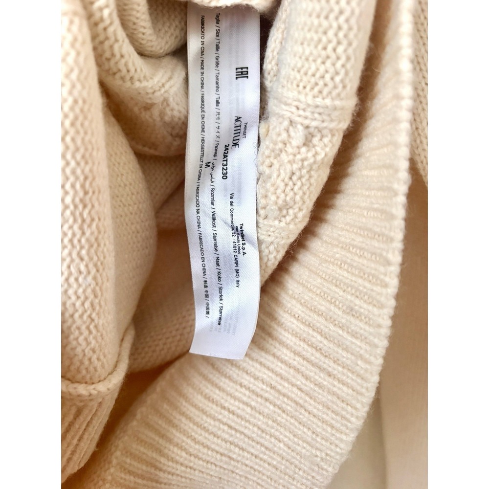Twinset Wool Cardigan Sweater Ivory Women's Medium - Picture 5 of 8